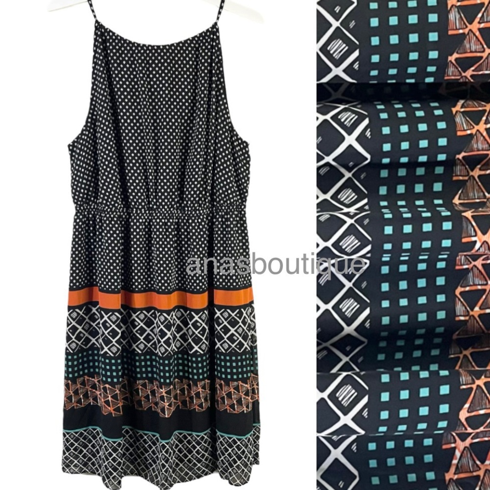 Lane Bryant fit & flare geo print spaghetti strap dress women Size 14/16